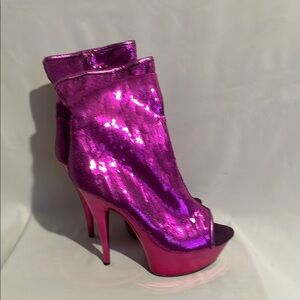 Metallic Purple High Heel Ankle Boots